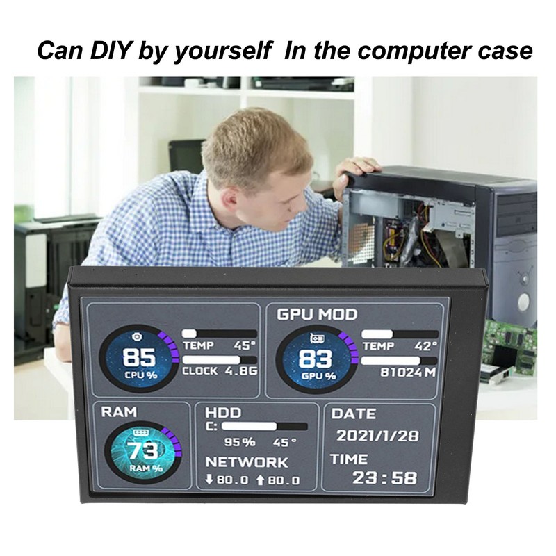 3.5inch IPS Secondary Screen USB C Computer Temperature Display Sub
