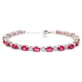 Silver Ruby And Diamond 7.86ct Adjustable Tennis Bracelet