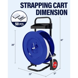 Strapping Dispenser, Strapping Banding Cart, with 50 Packing Buckle,Strapping Cart with Emergency Brake Device