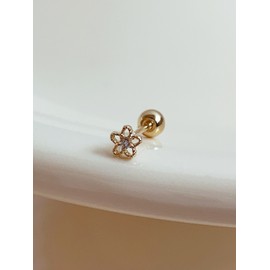10k mini flower line piercing each (1 piece) / 10k 미니 플라워 라인 피어싱 낱개(1개)