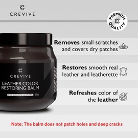 CREVIVE Leather Cleaner 8.45 oz & Leather Recoloring Balm Dark Brown 10 oz - Leather Color Restorer - Leather Restorer for Couches - Leather Balm Dark Brown