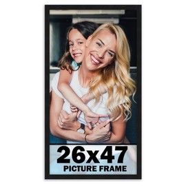 26x47 Frame Black Picture Frame - Complete Modern Photo Frame Includes UV Acrylic Shatter Guard Front, Acid Free Foam Backing Board, Hanging Hardware Wood Wall Frames for Family Photos - no Mat