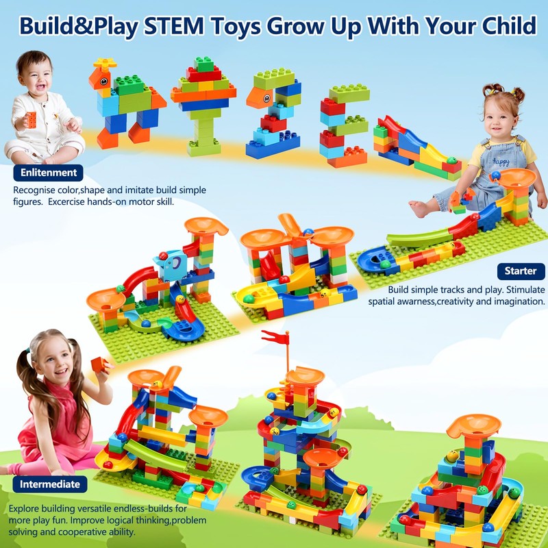 COUOMOXA Marble Run Building for Kids: STEM Building Blocks Set