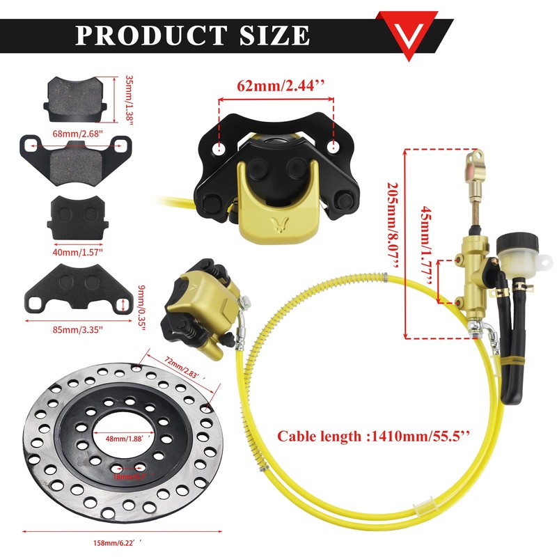 PRO BAT Rear Hydraulic Brake Assembly Caliper Master Cylinder Kit