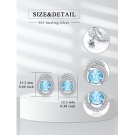 Flpruy Birthstone Earrings Silver 925 Hanging Hoop Earrings with 5A Cubic Zirconia Birthstone Birthday Earrings Jewellery Gift for Girls, Sterling Silver