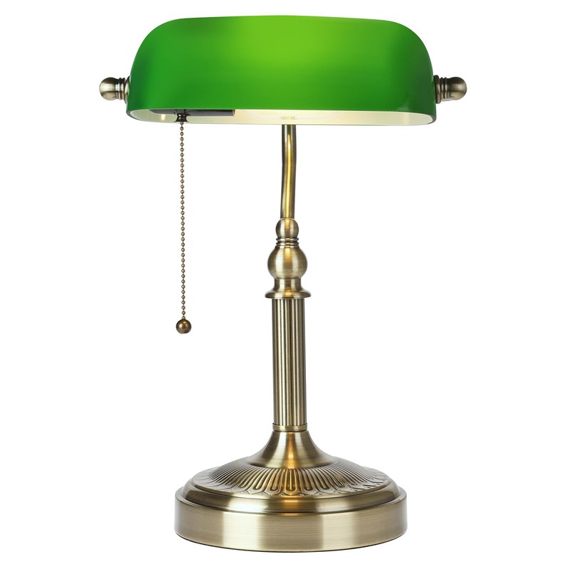 Newrays Glass Bankers Desk Lamp with Pull Chain Switch Plug
