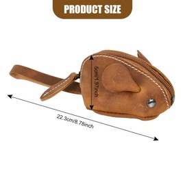 Leather Coin Purse, Mouse Key Case, Cowhide Key Bag, Coin Purse, Coin Purse, Small Purse, Coin Bag, Cash for Women, Children, Girls, Vintage Brown, money belt