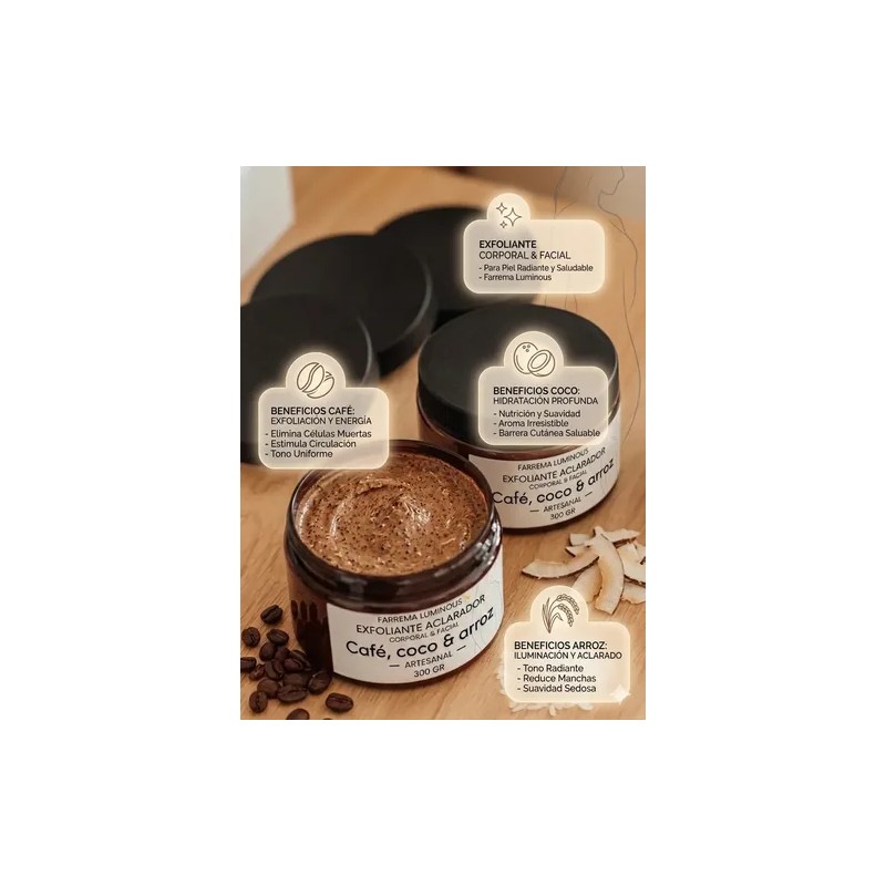 Exfoliante Aclarador Farrema Luminous Café Coco Arroz 300g