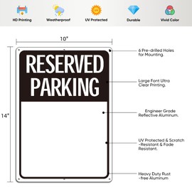 (2 Pack) Blank Reserved Parking Sign, Write-On Sign, 14x10 Inches Rust Free Reflective Aluminum, Fade Resistant, UV Protected, Waterproof, Easy to Install - (Black) ﻿