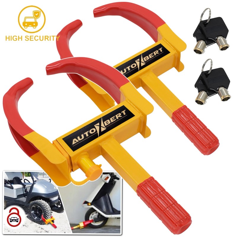 AUTOXBERT 2xHEAVY DUTY Adjustable Wheel Clamps Tire Lock Car Security