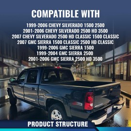 PIT66 2 Pcs Left & Right Truck Bed Rail Cap, Compatible with Chevy Silverado/GMC Sierra 6.5Ft 1999-2007, Rail Caps Panel Top Protector