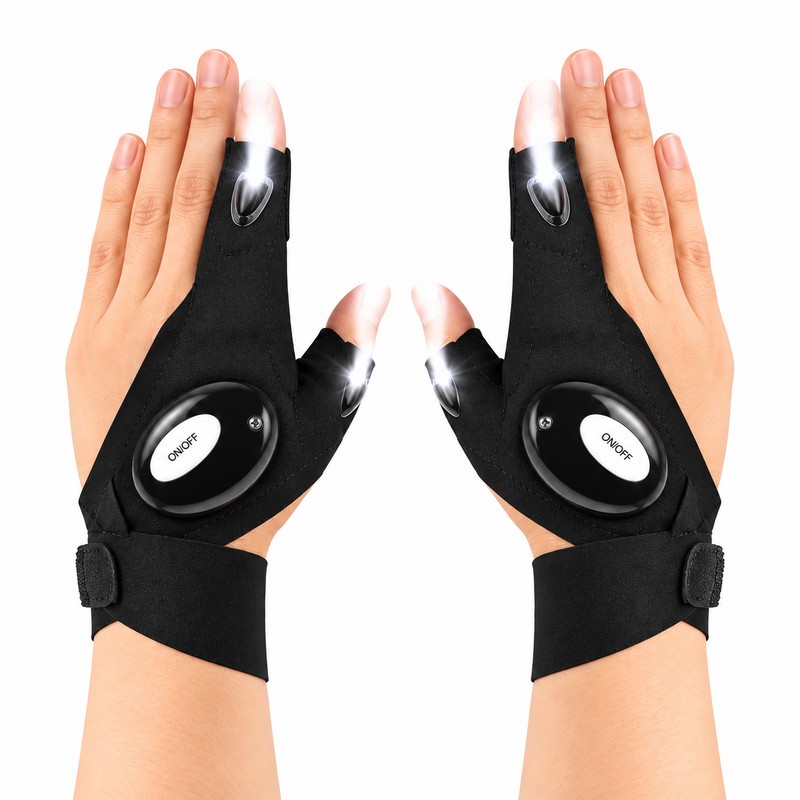 LED Fingerless Glove for Night Tasks – Hands-Free Light with