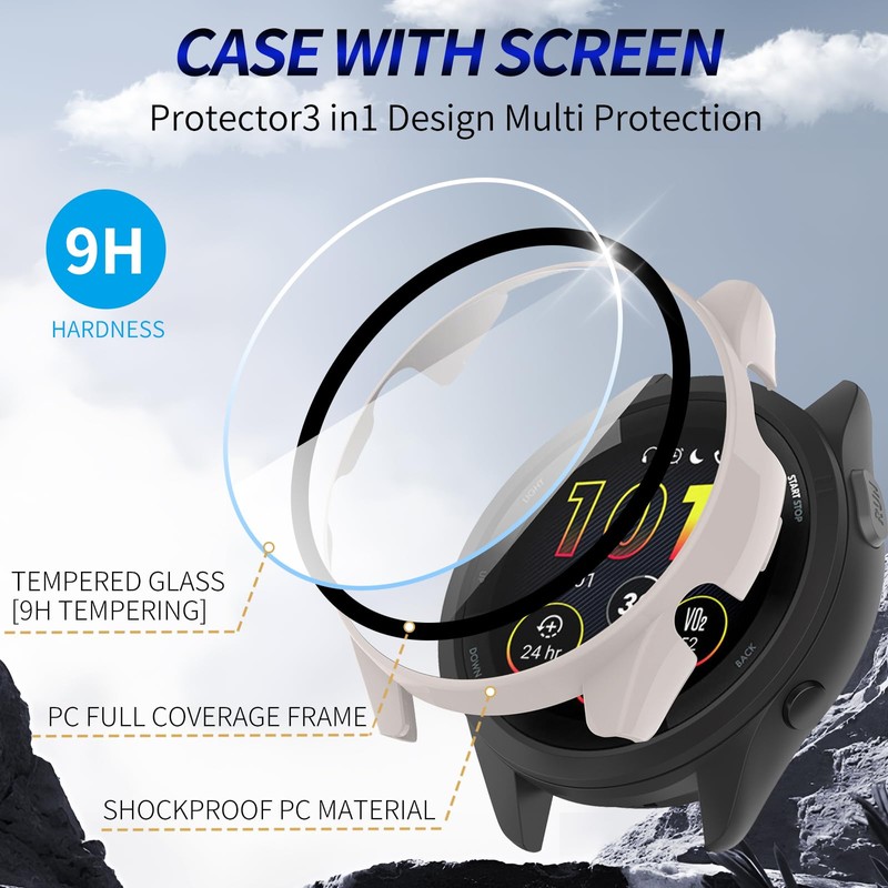 Kimiyaki 3 Pack for Garmin Forerunner 265 Screen Protector Case
