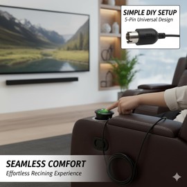 Yulatik 2 Button 5 Pin Electric Sofa Hand Controller - Recliner Chair Switch w/Extension Cord, Universal 5-Pin Round Plug for Lift Chairs & Home Appliances (C)