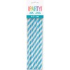 Powder Blue Striped Paper Straws, (10 Count) - Eye-Catching &