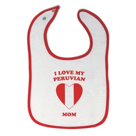 Custom Baby Bibs Burp Cloths I Love My Peruvian Mom Cotton Baby Items for Baby Girl & Boy White Red Design Only