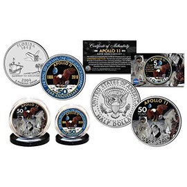 Apollo 11 50th Anniversary Man on Moon 2-Coin Set FL. Quarter & JFK Half Dollar