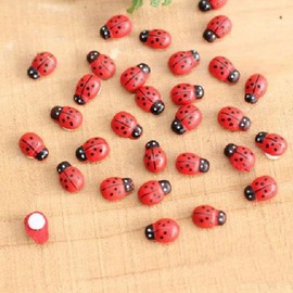 HODASHI 20 Pcs Mini Ladybugs Toys Ladybug Figurine Fairy Garden Animal Miniatures Resin Animal Figures Garden Ornaments Dollhouse Decoration Outdoor Statues (Red)