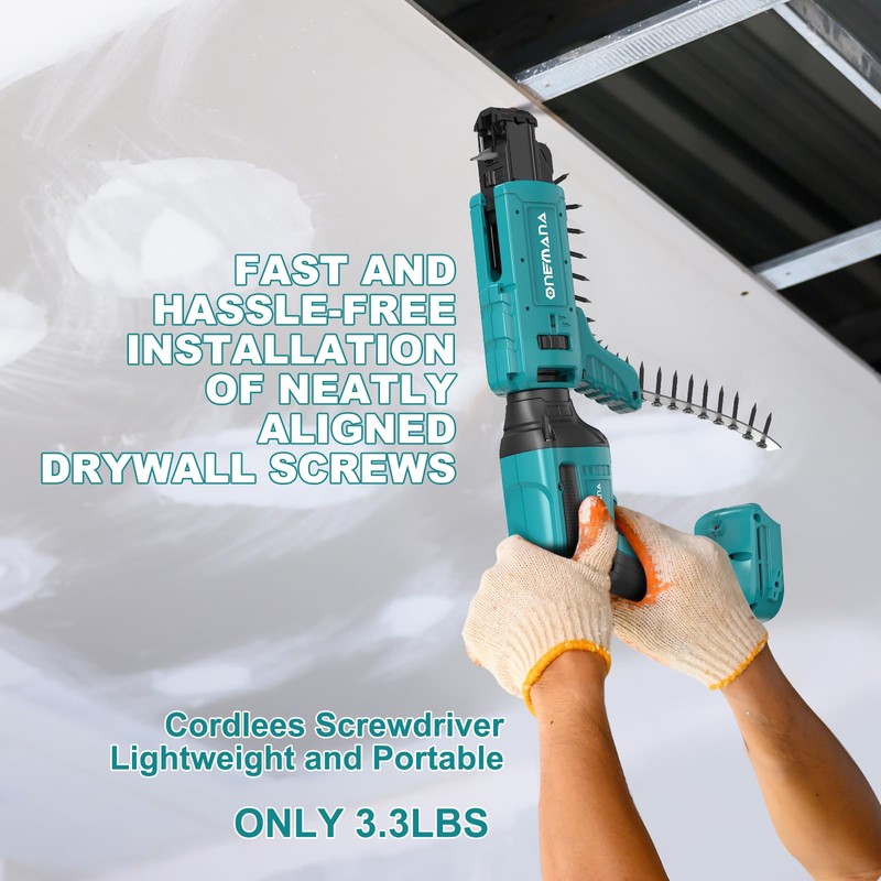ONEMANA 20V MAX Brushless Cordless Drywall Screw Gun 4200RPM Auto-Feed