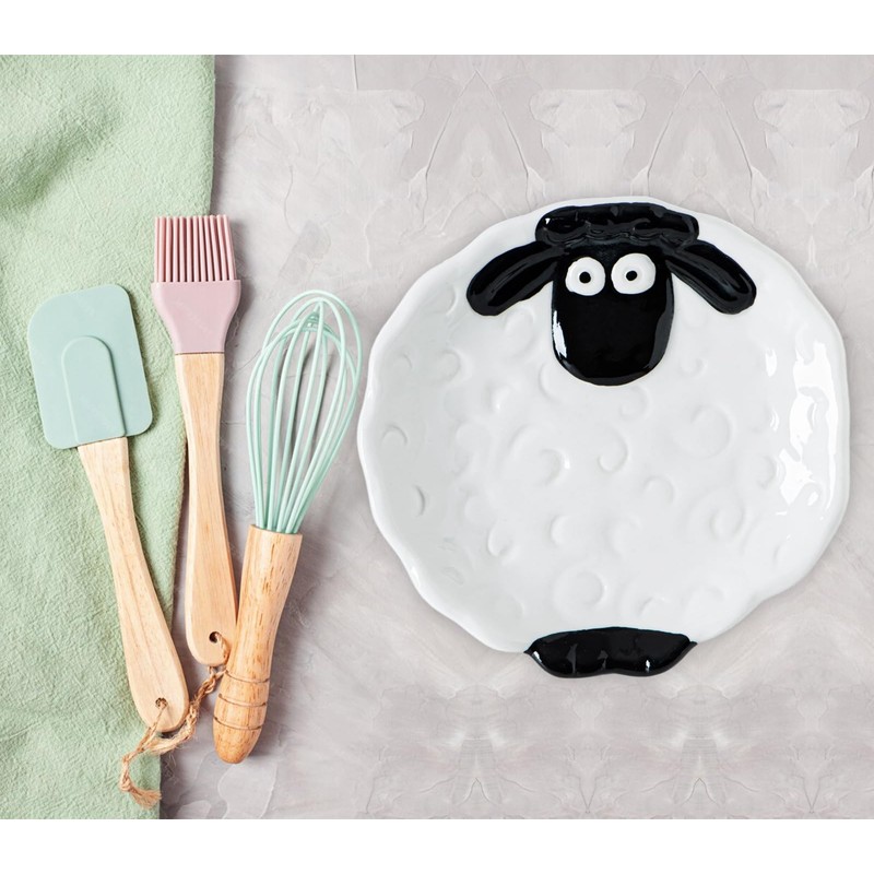 Kawaii Sheep Spoon Rest Ceramic, White Cute Animal Shape Kitchen