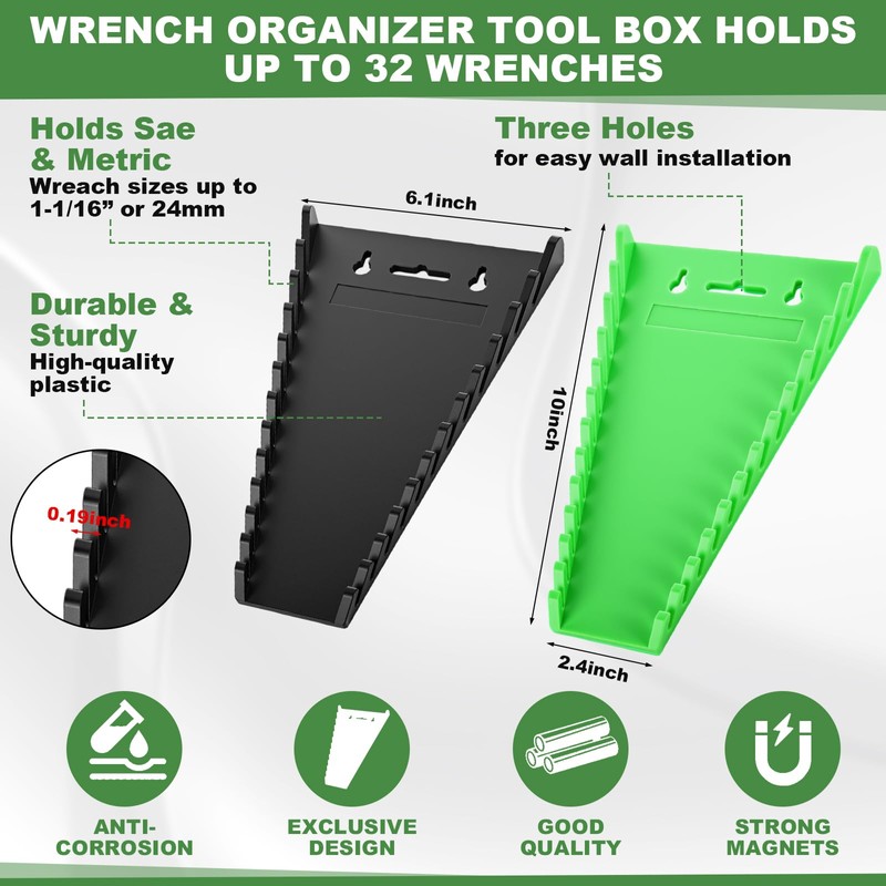 Blulu 8 Pack Magnetic Socket Organizer Set 1/4", 3/8", 1/2"