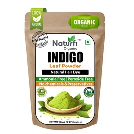Naturfi Organic - Indigo Powder For HAIR (227g / 8 Oz) - 100% Pure Natural Organically Grown Indigo Powder 100% Pure Indigofera tinctoria Leaf