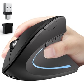 Qxvnm Ergonomische Maus Vertikal -Aufladbar 2.4GHz Optisch (Bluetooth+USB+USB C) Modi Wireless Mice- 800/1200/1600DPI 6 Tasten für Laptop Computer PC