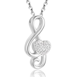 Loybora Music Note Cremation Urn Necklace for Ashes, Memorializing Deceased Relative Keepsake Memorial Jewelry, Stainless Steel Cremation Jewelry for Loved One Ashes Holder, Stainless Steel, Rhinestone,