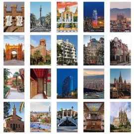 xtvinvm Barcelona Spain Europe Travel Postcards from Around the World Vintage Postcard Pack for Mailing Business Christmas Holiday Birthday Postcards with Mailing Side Set of 20