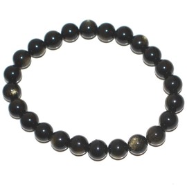 Obsidian (Gold) Ball Bracelet 6 mm for Men and Women Genuine Gold Obsidian Gemstone Bead Bracelet Jewellery and Protective Stone, Stone, Obsidian Obsidian gold obsidian
