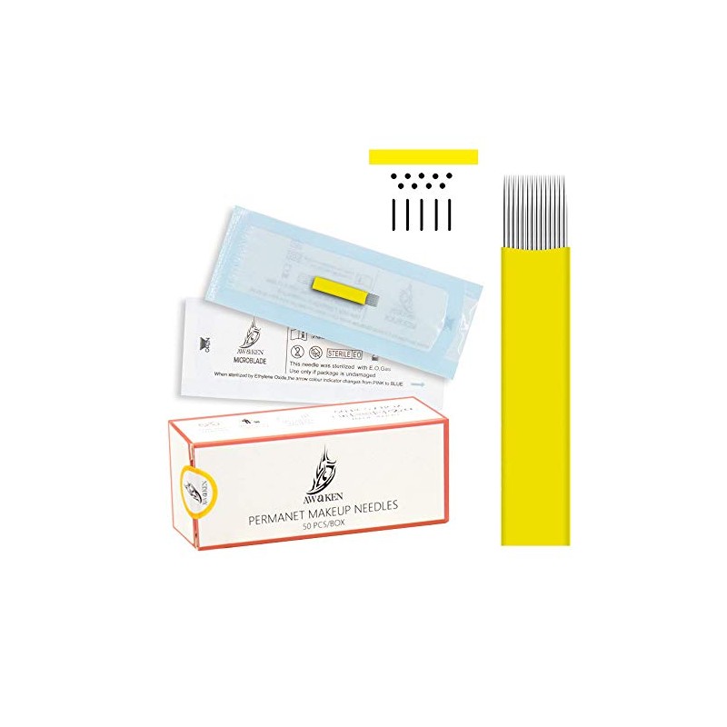 AWAKEN Microblading Needles 21Pin Double Flat for Eyebrow Lips Disposable