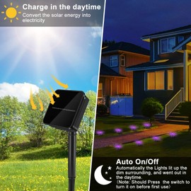 Solar String Lights Outdoor 8 LEDs, Paw Print Lights, Waterproof, Purple Lights, 21 Feet, 8 Modes