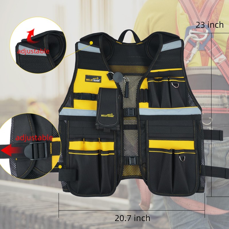 MELOTOUGH Tool Vest Reflective Safety Tool Vest with Removable Phone