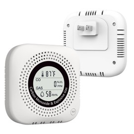 4-in-1 Upgraded Natural Gas Leak Detector and Carbon Monoxide Detectors,Carbon Monoxide Detectors Plug in with Temperature & Humidity Monitor CO Methane Propane Alarm for Home RV Hotel (White)