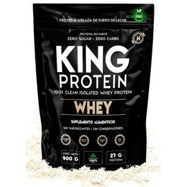KING PROTEIN  Protena de suero sin sabor  27 g de protena con BCAA  Para antes y despus del entrenamiento  Sin carbohidratos, conservantes, soja ni...