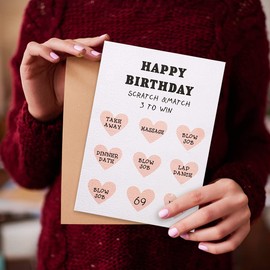 WHATSIGN Happy Birthday Card 4"x6" Funny Birthday Scratch off Card,Naughty Rude Birthday Greeting Card with Envelope for Her Him Husband Boyfriend Fiance Men Him Girlfriend Wife