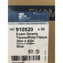 Tidi *50-Pieces* Tidi Blue Exam Gown 30" x 42" Tissue/Poly/Ti