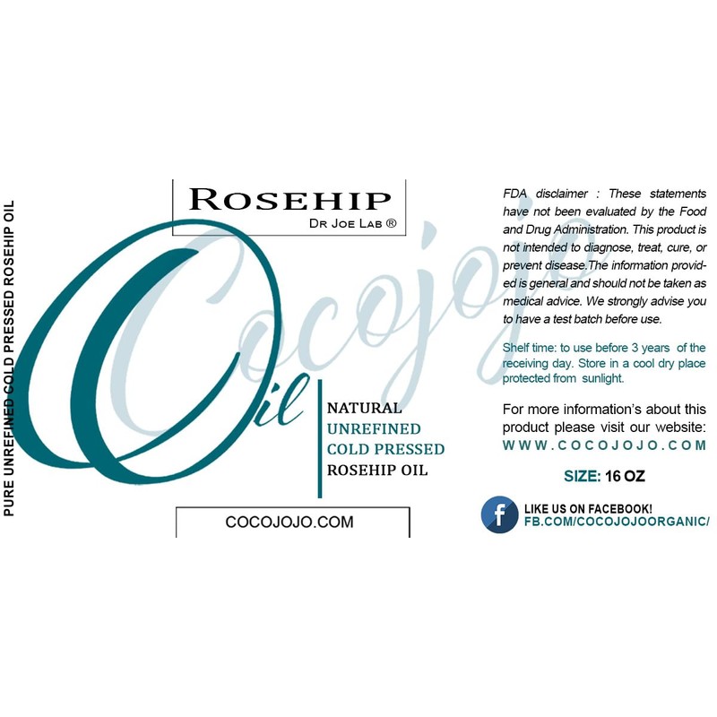 Rosehip Oil - Pure Natural Seed Oil Cold Pressed 16