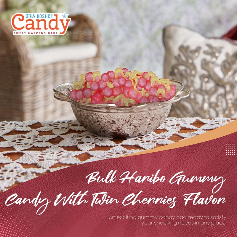 Only Kosher Candy Bulk Haribo Gummy Candy Twin Cherries Flavor,