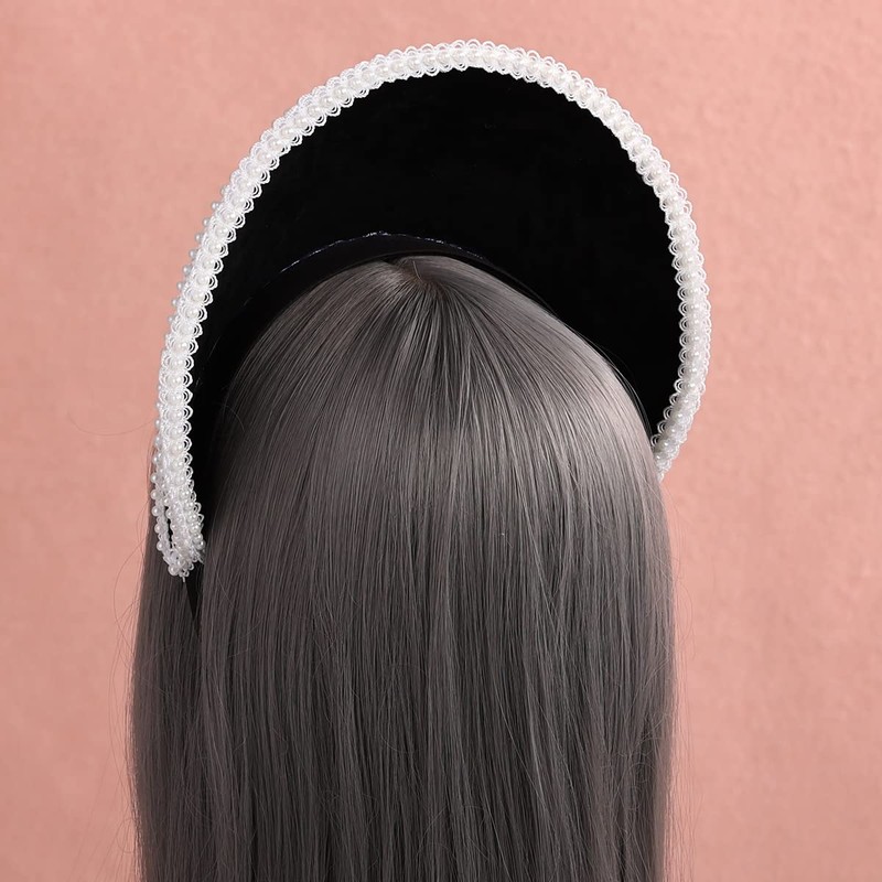 Tudor Renaissance Royal French Hood Coronet Women's Headpiece, black