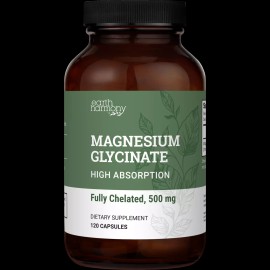 Earth Harmony Pure Chelated Magnesium Glycinate 500 mg - 120 Capsules