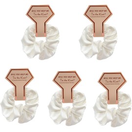 MIVES 5Pcs Silk and Satin Bridesmaid Scrunchies, 5 Count, 10 Pieces, Bachelorette Hair Ties