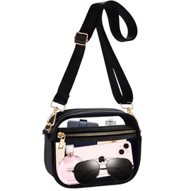 Clear Bags for Concerts, Clear Stadium Bags for Women, PVC Waterproof Clear Crossbody Fanny Pack Concert Tote Bag for Events (Black)