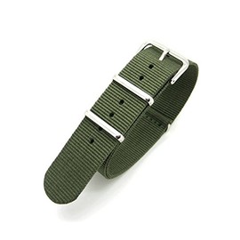Olive Green Infantry Military MoD NATO Nylon Fabric G10 4 Rings Watch Strap Band Chrome Buckle (16mm Fitting)