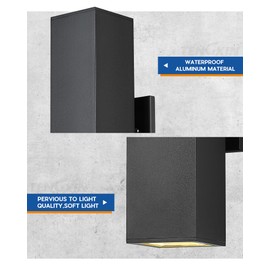 TENGXIN Outdoor Wall Lights, 15” Modern Outdoor Wall Sconces for House,Black Exterior Porch Light,Up and Down Lighting for Wall Mount,Waterproof.TXWL-MB01