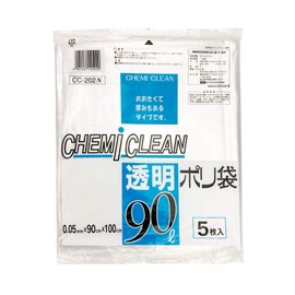 Chemi-Clean Transparent Plastic Bags, 22.8 gal (90 L), Pack of 5