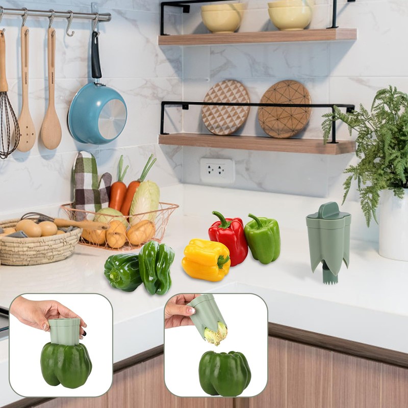 2pcs Pepper Corer Tool, 4.45x2.2x2.2in Pepper Deseeder Bell Pepper Core