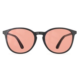 Bloomoak 99.9% Blue Light Blocking Glasses, Gaming Retro Round Glasses, Relieve Eye Fatigue and Improve Sleep, Suitable for Screens/Games/TVs (Rose - 80% - Black Retro Frame, Rose)