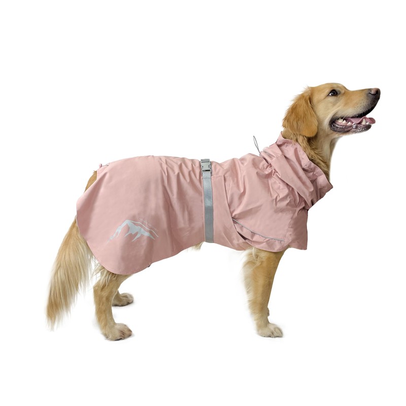 Huskimo Peak Dog Waterproof Raincoat, Dusty Pink, 73cm