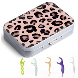 Gerkia Dental Floss Portable Case, Easy to Store Floss Picks of Various Sizes, Portable Dental Floss Dispenser is Perfect for Travelling, Hotels, Dinners, Appointments.Leopard Print
